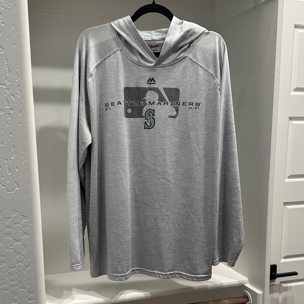 Majestic Light Gray Seattle Mariners Men's Hoodie